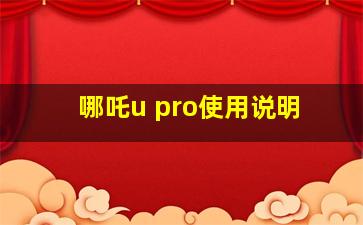 哪吒u pro使用说明